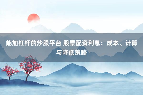 能加杠杆的炒股平台 股票配资利息：成本、计算与降低策略