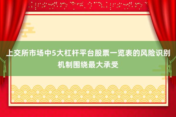 上交所市场中5大杠杆平台股票一览表的风险识别机制围绕最大承受